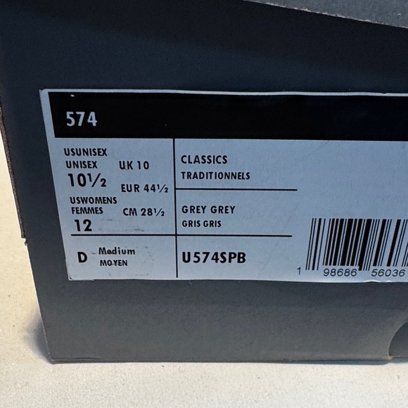 New Balance 574 Gray and Navy Sneakers Unisex - Picture 9 of 9